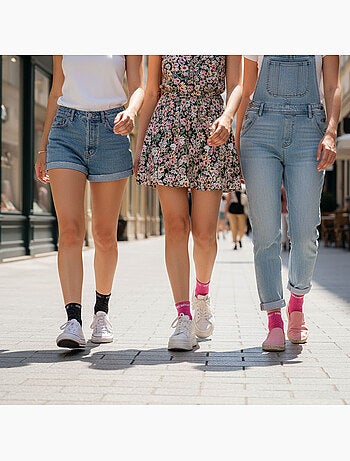 OZABI Calcetines de mujer con lentejuelas Calcetines cortos Pack de 4 pares