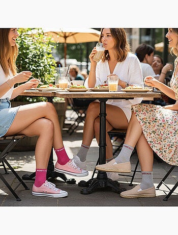 OZABI Calcetines de mujer con lentejuelas Calcetines cortos Pack de 4 pares