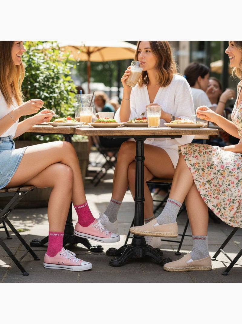 OZABI Calcetines de mujer con lentejuelas Calcetines cortos Pack de 4 pares Negro Plateado Azul - Kiabi