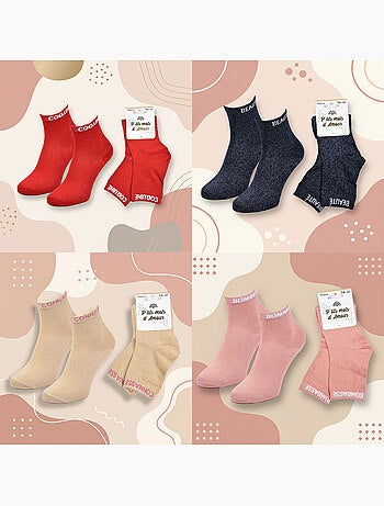 OZABI Calcetines de mujer con lentejuelas Calcetines cortos Pack de 4 pares