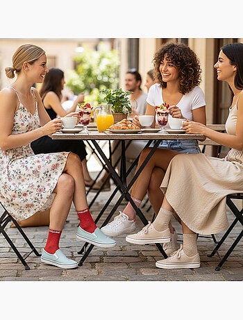 OZABI Calcetines de mujer con lentejuelas Calcetines cortos Pack de 4 pares