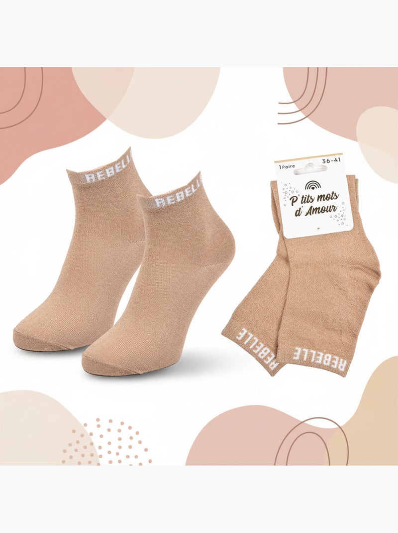 OZABI Calcetines de mujer con lentejuelas Calcetines cortos Taupe - Kiabi
