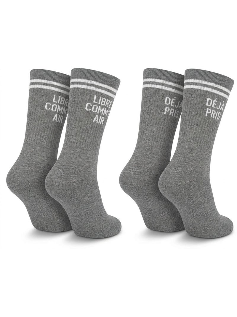OZABI Calcetines para hombre con mensajes divertidos, paquete de 2 pares Gris gris - Kiabi