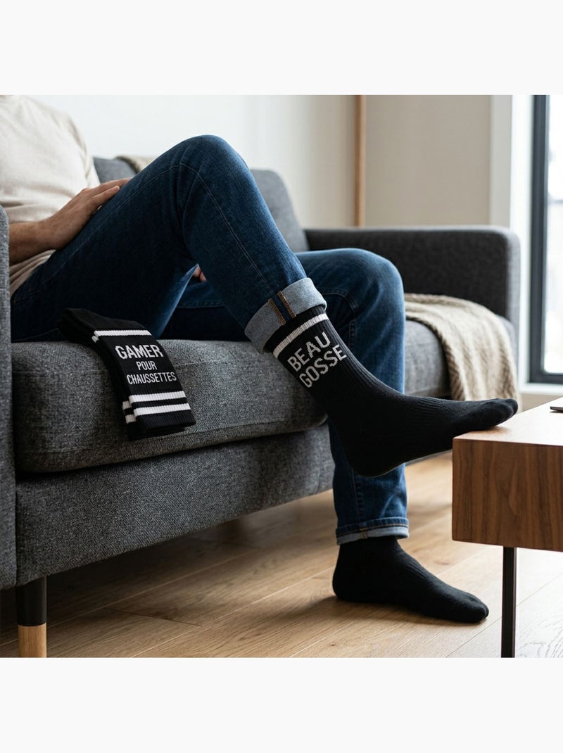 OZABI Calcetines para hombre con mensajes divertidos, paquete de 2 pares Negro Negro - Kiabi