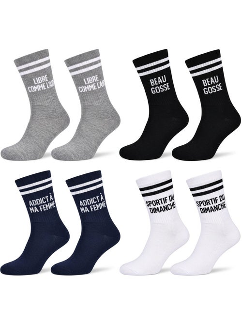 OZABI Calcetines para hombre con mensajes divertidos, paquete de 4 pares - Kiabi OZABI Calcetines para hombre con mensajes divertidos, paquete de 4 pares - Kiabi