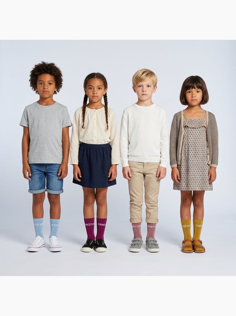 OZABI Calcetines para niña con lentejuelas y mensaje divertido Azul Rosa oscuro - Kiabi