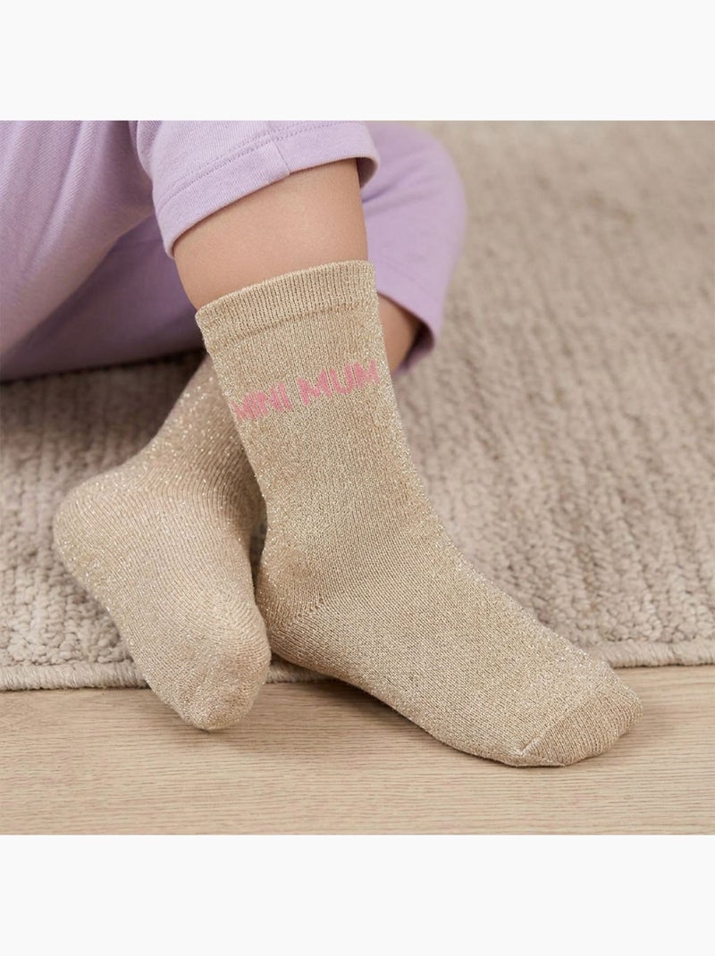 OZABI Calcetines para niña con lentejuelas y mensaje divertido Beige - Kiabi