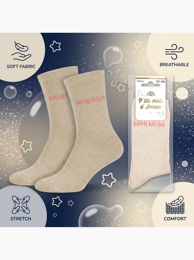 OZABI Calcetines para niña con lentejuelas y mensaje divertido Beige - Kiabi
