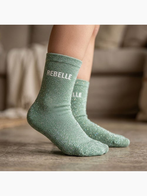 OZABI Calcetines para niña con lentejuelas y mensajes divertidos, paquete de 4 pares - Kiabi