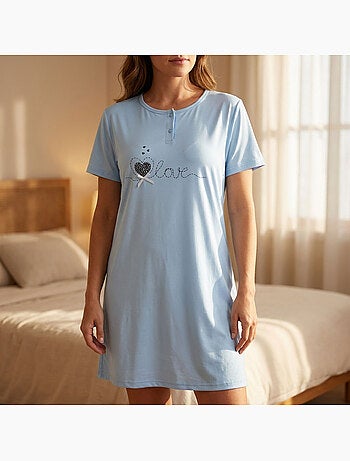 OZABI Camisón de mujer de microfibra con mangas cortas