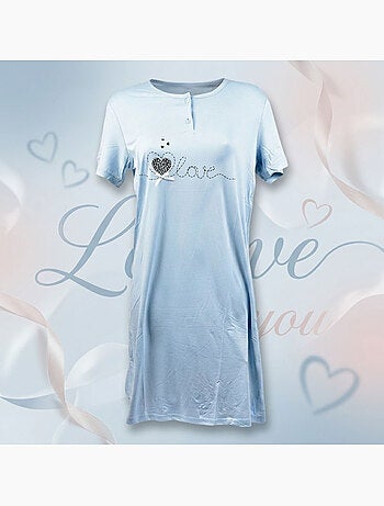 OZABI Camisón de mujer de microfibra con mangas cortas