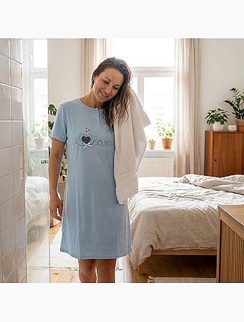 OZABI Camisón de mujer de microfibra con mangas cortas