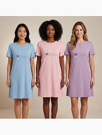 OZABI Camisón de mujer de microfibra con mangas cortas