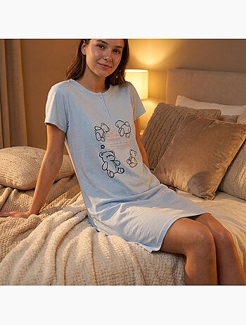 OZABI Camisón de mujer de microfibra con mangas cortas