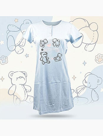 OZABI Camisón de mujer de microfibra con mangas cortas