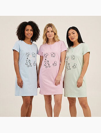 OZABI Camisón de mujer de microfibra con mangas cortas