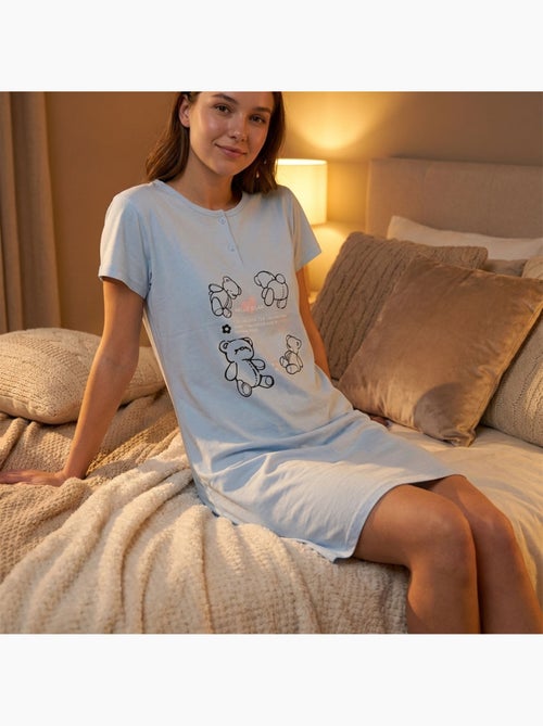 OZABI Camisón de mujer de microfibra con mangas cortas - Kiabi