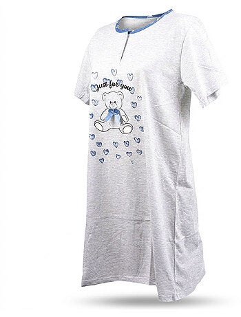 OZABI Camisón de mujer de microfibra con mangas cortas