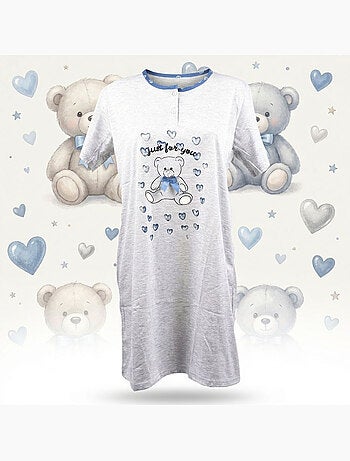 OZABI Camisón de mujer de microfibra con mangas cortas