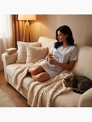 OZABI Camisón de mujer de microfibra con mangas cortas