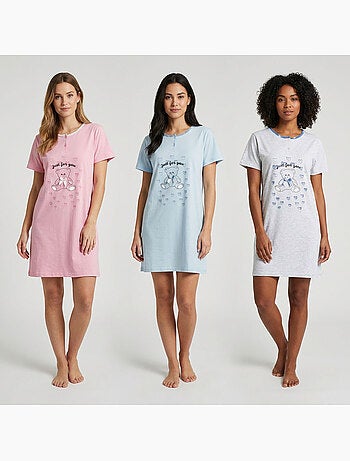 OZABI Camisón de mujer de microfibra con mangas cortas