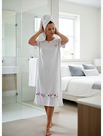 OZABI Camisón de mujer de microfibra con mangas cortas