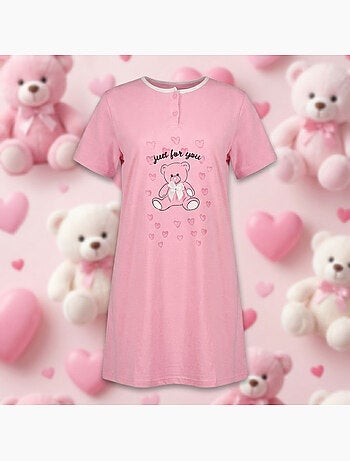 OZABI Camisón de mujer de microfibra con mangas cortas