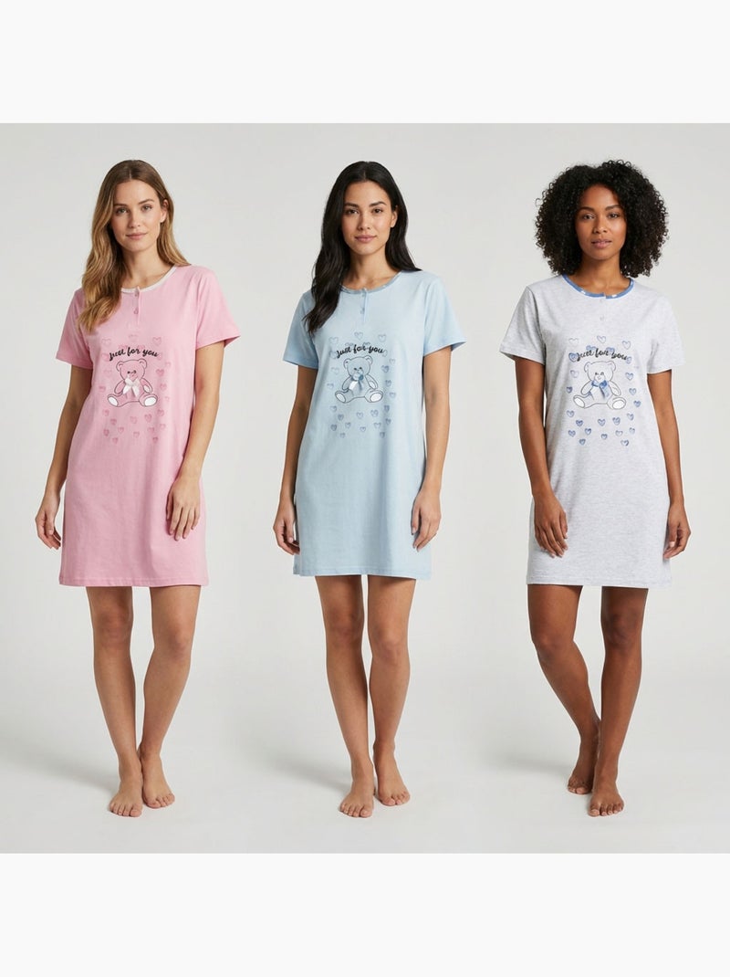 OZABI Camisón de mujer de microfibra con mangas cortas Rosa - Kiabi