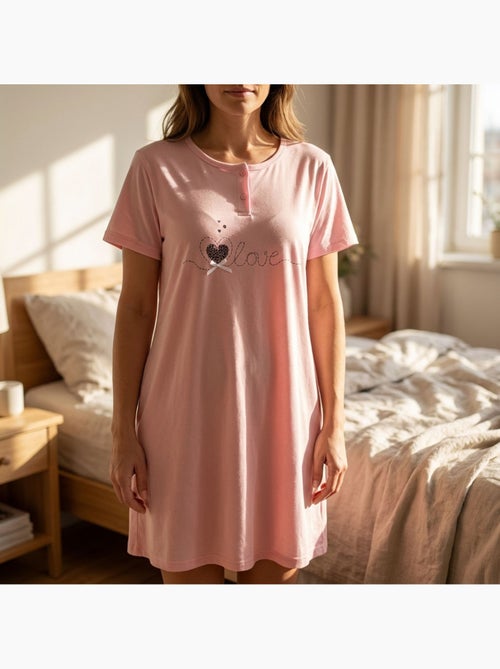 OZABI Camisón de mujer de microfibra con mangas cortas - Kiabi