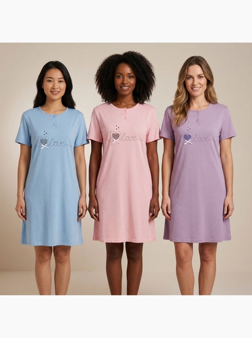 OZABI Camisón de mujer de microfibra con mangas cortas - Kiabi