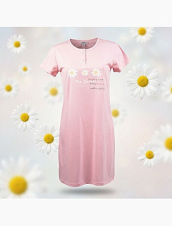 OZABI Camisón de mujer de microfibra con mangas cortas