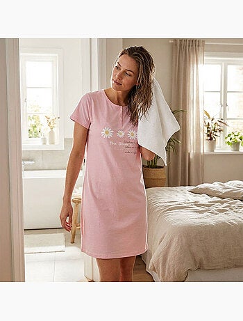 OZABI Camisón de mujer de microfibra con mangas cortas