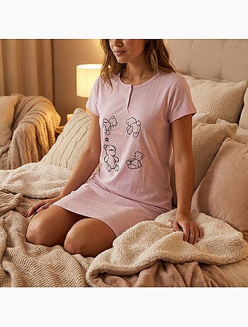 OZABI Camisón de mujer de microfibra con mangas cortas