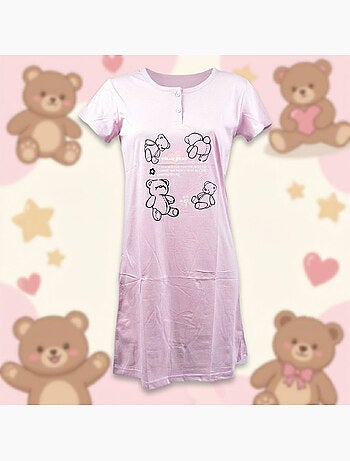 OZABI Camisón de mujer de microfibra con mangas cortas