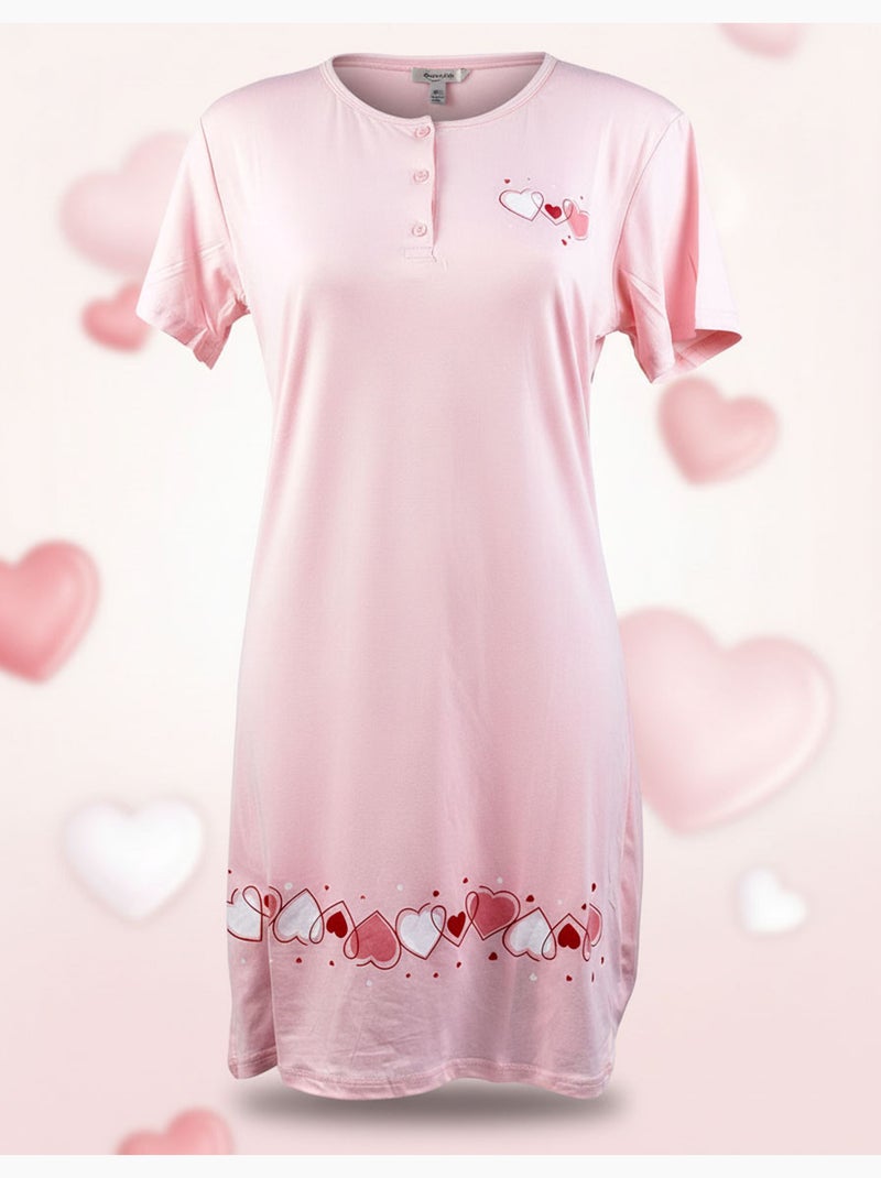 OZABI Camisón de mujer de microfibra con mangas cortas Rosa - Kiabi