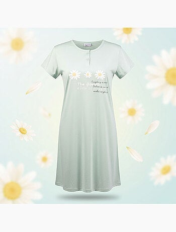 OZABI Camisón de mujer de microfibra con mangas cortas