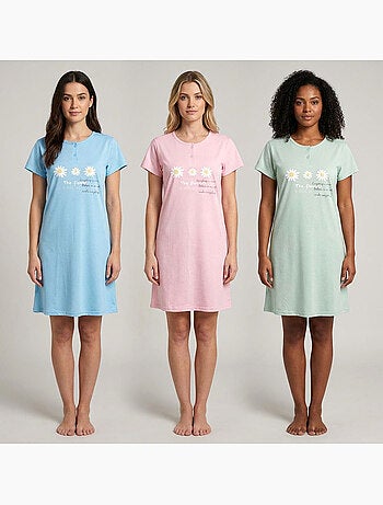 OZABI Camisón de mujer de microfibra con mangas cortas