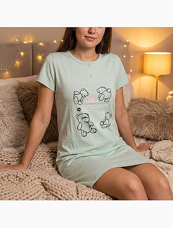 OZABI Camisón de mujer de microfibra con mangas cortas