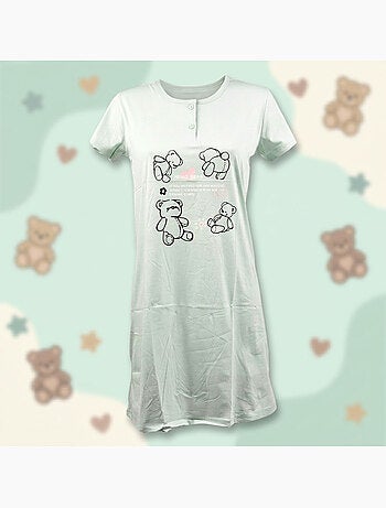 OZABI Camisón de mujer de microfibra con mangas cortas