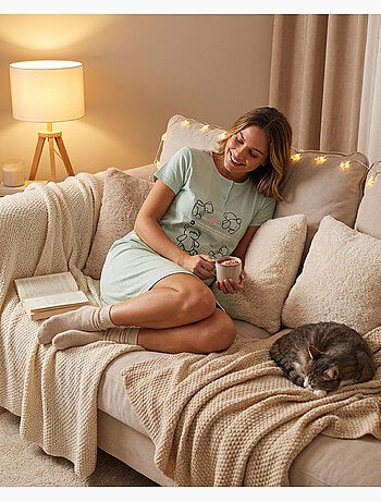 OZABI Camisón de mujer de microfibra con mangas cortas