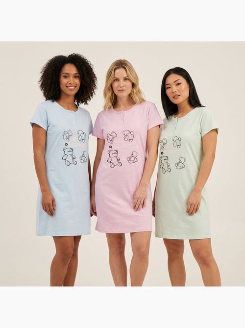 OZABI Camisón de mujer de microfibra con mangas cortas - Kiabi