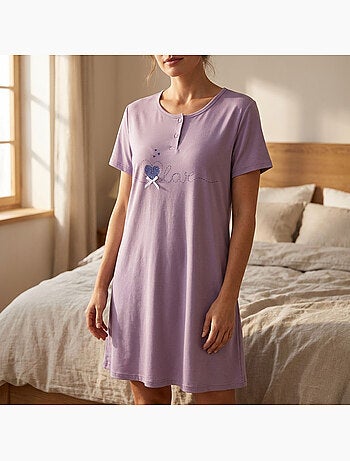 OZABI Camisón de mujer de microfibra con mangas cortas