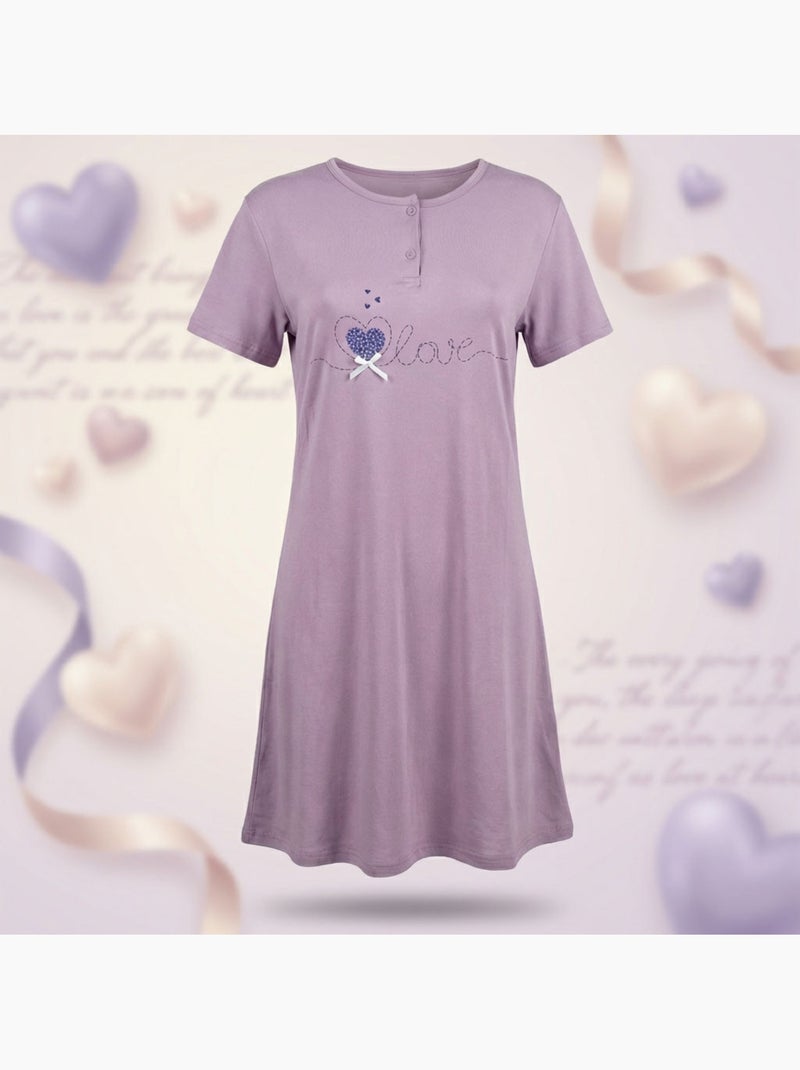 OZABI Camisón de mujer de microfibra con mangas cortas Violeta - Kiabi