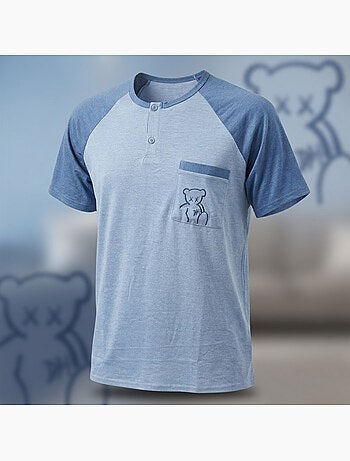 OZABI Conjunto de pijama corto de algodón para hombre