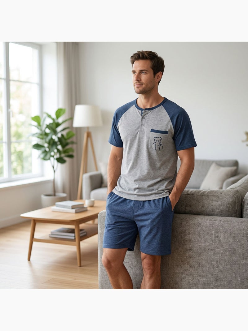OZABI Conjunto de pijama corto de algodón para hombre Gris - Kiabi