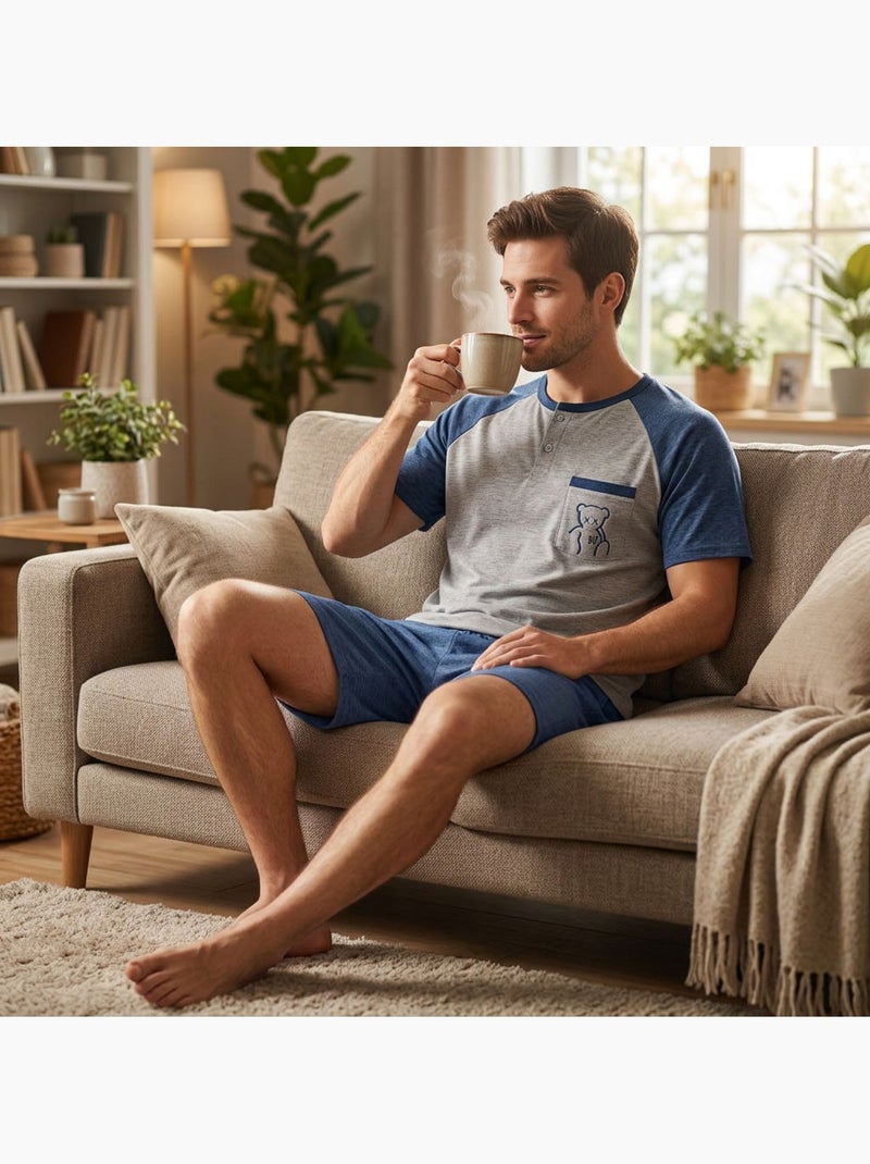 OZABI Conjunto de pijama corto de algodón para hombre Gris - Kiabi