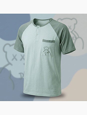 OZABI Conjunto de pijama corto de algodón para hombre