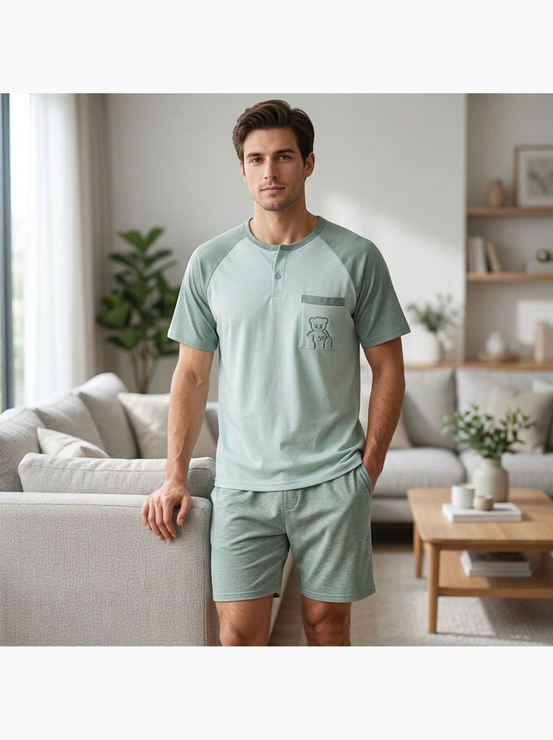 OZABI Conjunto de pijama corto de algodón para hombre Verde - Kiabi
