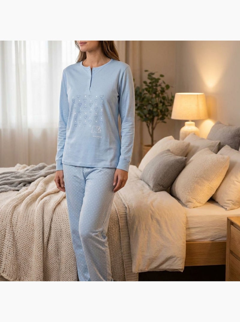 OZABI Conjunto de pijama largo para mujer con mangas largas Azul - Kiabi