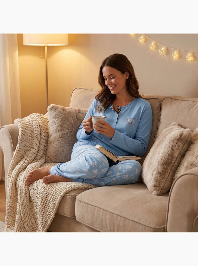 OZABI Conjunto de pijama largo para mujer con mangas largas Azul - Kiabi